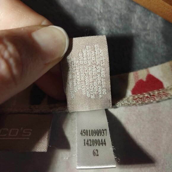 Chicos Women XL Tan Red Cotton Blend Y2k Versatile Abstract Casual Geometric Top - Picture 7 of 8